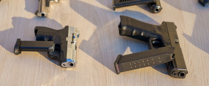 Weapons on a table